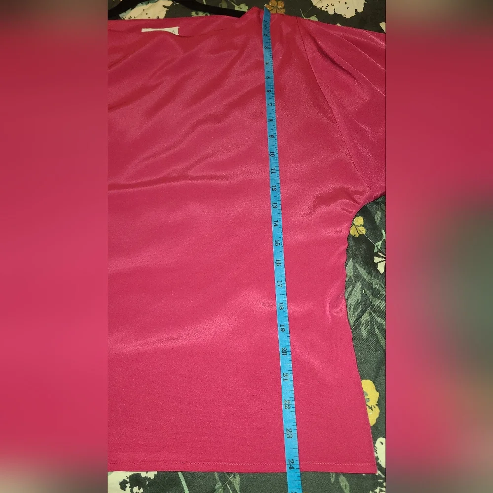 Bethany Vintage Blouse Bright Pink Silk Like Material Sz 11/12 - Picture 7 of 12